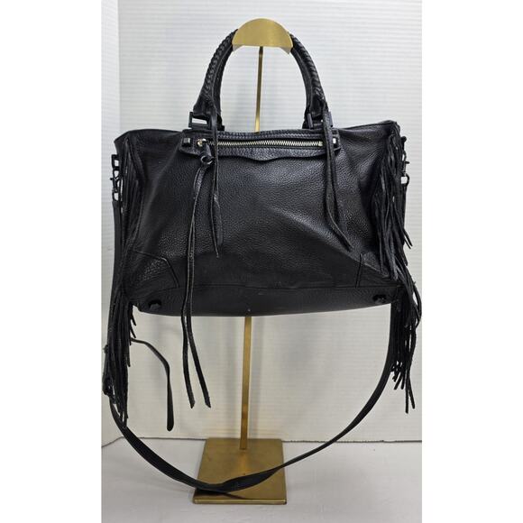 Rebecca Minkoff Fringe Regan Satchel Black with detachable strap - Picture 2 of 7